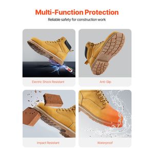 Stivali da Lavoro con Punta in Acciaio Taglia US 8 per Uomo, Impermeabili, Antiscivolo, Traspiranti, Suola in Gomma con Soletta in PU - Product Image 4