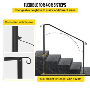 Arco # Ringhiera in Ferro Battuto Flessibile per Esterni, per Portico e Scale da 4-5 Gradini, Colore Nero - Product Image 3