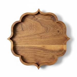 Plateau de service en bois fait main, plateau de petit-déjeuner rustique en bois naturel avec poignées, plateau de service décoratif écologique pour aliments et café - Product Image 3