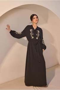 เดรสลำลองพิมพ์ลายดอกไม้ แขนยาว คอวี สำหรับผู้หญิง เซ็กซี่ คอวี ไซส์ใหญ่ เสื้อผ้าแฟชั่นลำลองทรงแม็กซี่ - Product Image 4