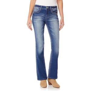 Jean évasé en toile bleue pour femme, nouvelle collection, taille haute, écologique, respirant, séchage rapide, idéal pour le délavage à la pierre – Vente chaude - Product Image 4
