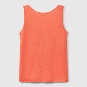 Débardeur en tricot uni pour femme, col rond, décontracté, sans manches, longueur normale, orange, coton respirant - Product Image 6