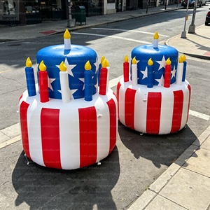Gâteau d'<span class=keywords><strong>anniversaire</strong></span> géant gonflable avec drapeau américain de 3m x 4m, avec lumières LED, logo personnalisé, modèle de gâteau patriotique pour la publicité/décoration du 4 juillet - Product Image 3