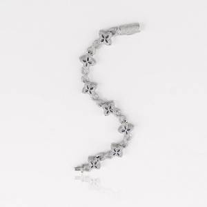 Bracelet trèfle à quatre feuilles couleur argent, chaîne à maillons, bijoux sertis de pierres pour femmes et unisexe - Product Image 2