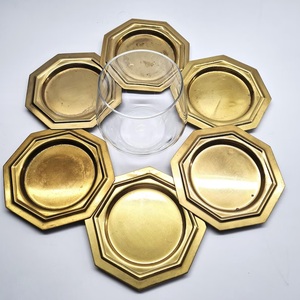 Regency Octagon Brass <b>Coaster</b> Set Handcrafted Premium <b>Drink</b> <b>Coasters</b> Heat Resistant Table Protector Elegant Barware Gift - Product Image 5