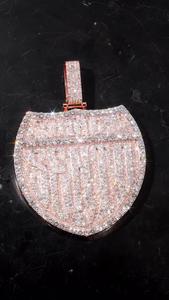 Custom Shield <b>Pendant</b> <b>Solid</b> 925 Silver <b>Gold</b> Plated Heavy Iced Out Pass Lab Grown Diamond Charm Hip Hop Jewelry Factory B2B - Product Image 2
