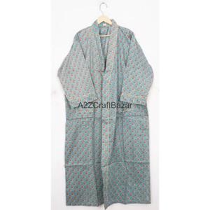 Kimono 100% Algodón con Estampado Floral, Bata de Dormir Abierta por Delante para Mujer, Estilo Indio, Orgánica, para Verano, Playa o Dormir - Product Image 6