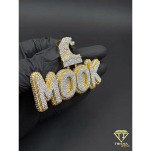 MOOK Moissanite Diamond Name Necklace <b>Iced</b> Out Custom Pendant Hip Hop <b>Chain</b> Luxury Jewelry Gift - Product Image 3
