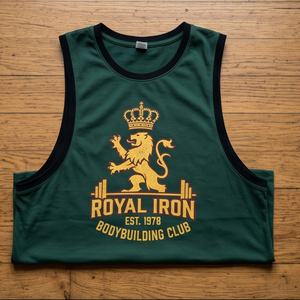 Royal Iron Bodybuilding Club Débardeur Vert Sans Manches Col Rond Léger Décontracté 100% Coton Anti-Transpiration pour Homme - Product Image 1