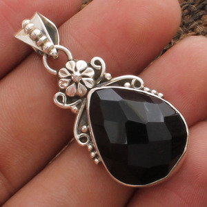 Natural Black <b>Onyx</b> Pendant 925 Sterling Silver Square Signet <b>Necklace</b> <b>Onyx</b> Charm Jewelry Manufacturer Custom - Product Image 2
