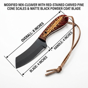 Couteau utilitaire de chasse en acier à haute teneur en carbone, revêtement poudré, manche en résine en forme de cône de pin, lame fixe pour activités de plein air, camping, bushcraft, survie - Product Image 2