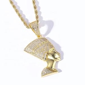 Egyptian Queen Nefertiti Moissanite Diamond Pendant Pharaoh Queen Pendant Gold Vermeil Moissanite <b>Charm</b> - Product Image 1