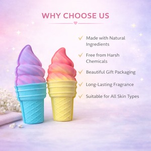 บาธบอมรูปไอศกรีมหวานๆ สีสันสดใส ฟองฟู่ บำรุงผิว ผลิตด้วยมือ เหมาะสำหรับเด็ก เป็นของขวัญ - Product Image 5