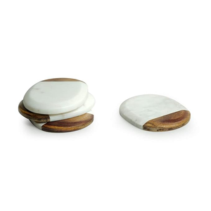 Juego de Posavasos de Madera y Mármol Premium, Ecológicos, para Decoración del Hogar y Bar, Colección de Lujo Hecha a Mano - Product Image 2