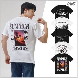 Camiseta Deportiva Unisex con Estampado para Vacaciones de Verano, Manga Corta, Cuello Redondo, Corte Regular, 100% Algodón, Ligera, de Secado Rápido, Blanca y Negra - Product Image 1