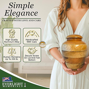 Solid Oak Wooden Urn with Decorative Finish Custom Logo Wooden Cremation Urn Supplier - Product Image 4