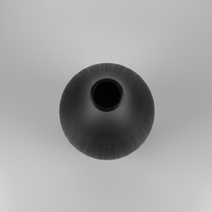 Luxury Grid Textured Matte Black Metal <b>Flower</b> Vase Elegant Handcrafted Modern Home Decor Centerpiece <b>Single</b> Unit Only - Product Image 2
