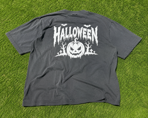 Custom Halloween Graphic T Shirt 3D Puff Print Pumpkin Bat Graveyard Design Grey Oversized Cotton <b>Tee</b> for Men Women Streetwear - Product Image 6