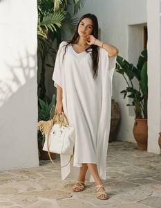 Vestido Kaftán Maxi de Lino Premium, Estilo Vintage Formal y Dulce, Transpirable, Lavable, Hecho a Mano, Corte Holgado con Dobladillo Acampanado - Product Image 5