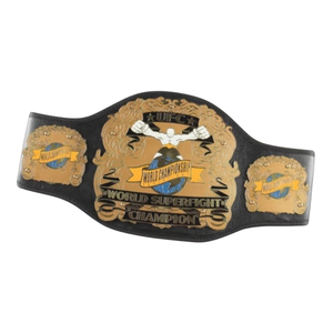 Ceinture de championnat UFC World Superfight en cuir noir avec design or et bleu, qualité supérieure, pour les fans et les collectionneurs de MMA - Product Image 2