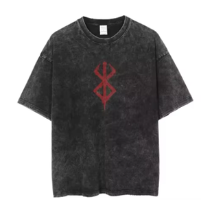 Men's Black Cotton Solid Knitted Oversized T-Shirt with Eye Print Street Style O-Neck Short Sleeve - Product Image 2