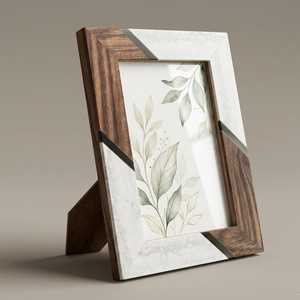 Lunavelle Luxe Resin Inlay Picture <b>Frame</b> Elegant Handmade Abstract <b>Frame</b> with Modern <b>Black</b> & White Pattern, Custom Rectangular - Product Image 2