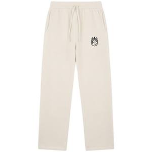 Pantalon de jogging en maille beige décontracté, taille élastique, vêtement de détente, pantalon en maille douce, coupe décontractée pour hommes, femmes, style unisexe - Product Image 1