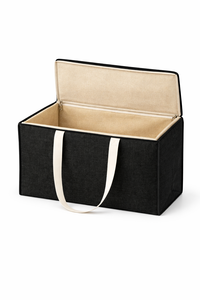 Premium <b>Black</b> Jute with Zipper Closure Large Capacity Organizer <b>Box</b> Tote <b>Storage</b> Eco Friendly Foldable <b>Storage</b> Solution - Product Image 3
