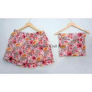 Conjunto de Pijama de Verano para Mujer, Transpirable, 100% Algodón, Manga Corta, Estampado Floral, Camiseta de Dormir Suave de Secado Rápido, Lavable a Máquina - Product Image 3