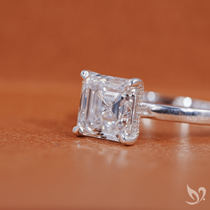 IGI Certified 3CT Asscher Cut Lab Grown Diamond Solitaire <b>Ring</b> 10K White Gold <b>Statement</b> <b>Ring</b> - Product Image 3