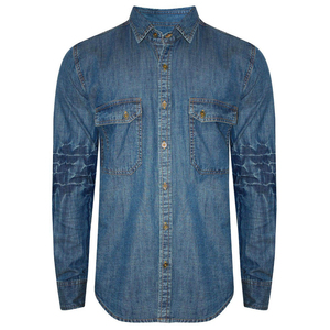 Camisa de Mezclilla para Hombre con Doble Bolsillo, Manga Larga, Cierre de Botones, Algodón, Suave, Cómoda y Moderna para Uso Diario - Product Image 6