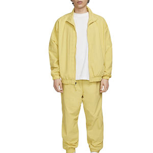 <b>Men</b> Yellow Tracksuit Full Sleeve Solid Color Zipper Closure Casual Sportswear <b>Jogger</b> Set Lightweight <b>Polyester</b> Spring Wear - Product Image 1