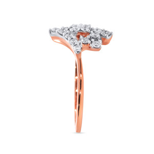Sparkling Rose Gold Diamond Ring Open Bypass Design with Pave Diamonds Elegant Statement Jewelry Gift <b>Box</b> Included - Product Image 5