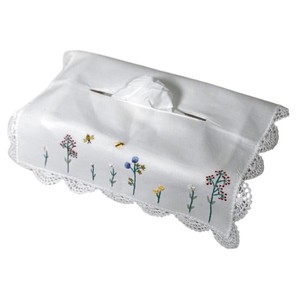 Housse de boîte à mouchoirs personnalisée avec broderie de fleurs, rectangle, bordure en dentelle, coton blanc, décoration pour la maison et l'hôtel - Product Image 3