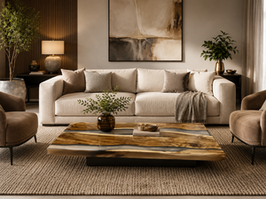 Modern Rectangle Wood <b>Epoxy</b> Resin Coffee <b>Table</b> Contemporary Living Room Decor Indoor Furniture Handmade Design Diwali Durable - Product Image 3