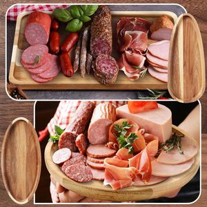 Natural Rectangle Acacia Wooden Serving <b>Tray</b> Natural Organic Shape <b>Dinner</b> Plate Fruit Platter For Hotel Restaurant Wholesale - Product Image 5