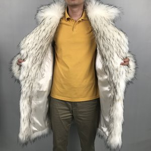 เสื้อโค้ทและเสื้อคลุมผู้ชายไซส์พลัสแบบสั่งทำพิเศษ แจ็คเก็ตฤดูหนาวแบบเรียบง่ายพร้อมปกใหญ่ ขนฟูฟ่องยาว ปกใหญ่ ขนเฟอร์เทียมสำหรับผู้ชาย - Product Image 1