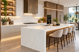 Losas de Cuarzo Sintético Calacatta Eternal de Alta Calidad para Encimeras de Cocina, para Aplicaciones Residenciales y Comerciales de Lujo - Product Image 6