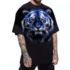 T-shirt en coton 100% imprimé avec logo, coupe ample, impression en relief, service OEM, tendance et confortable pour hommes - Product Image 2