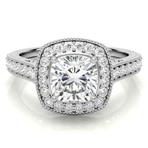 Anillo de Compromiso Gema Creative de Oro Sólido de 18k con Diamante Cultivado en Laboratorio de Corte Cojín, Certificado IGI, Oro Blanco/Amarillo/Rosa, Elegante - Product Image 1
