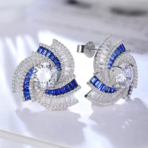 Luxury round cut Fancy Design <b>Earring</b> Women Jewelry Lab Gemstone Classic <b>Silver</b> Women Birthday Gift Classic <b>Earring</b> <b>Stud</b> <b>Set</b> - Product Image 2