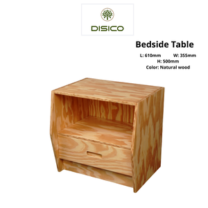 Mesita de noche escandinava de madera maciza, mesa auxiliar con acabado natural, cajón de almacenamiento moderno para dormitorio, mesita de noche de madera maciza - Product Image 2