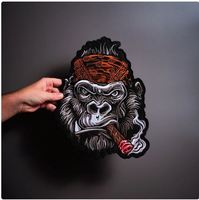 Patch brodé thermocollant KONG CIGAR Premium grand format pour vestes et casquettes de moto personnalisées - Vente en gros