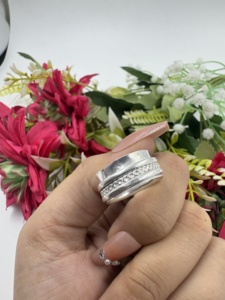 Trendy Brass Silver Plated Handmade <b>Spinner</b> <b>Ring</b> Rotating Anxiety Band Rope Design - Product Image 2