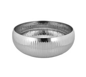 Bol de service de luxe bicolore en cuivre martelé avec intérieur en acier inoxydable, bol à salade de fruits en métal or rose, vaisselle moderne - Product Image 4