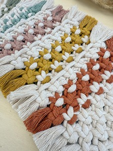 Stylish Multicolored Rectangular Macrame Coasters Set Handmade Cotton Drink <b>Mats</b> Suitable for Table Protection From india - Product Image 2