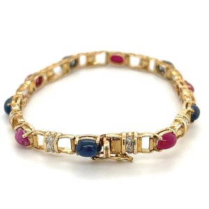 14K Gold Geometric Chain <b>Bracelet</b> with Diamond Channel Setting Women's Vintage Party Wear IGI Certified - Product Image 4