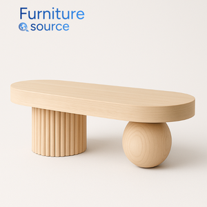 Table basse en bois à pieds sphériques pour salon ou chambre à coucher élégant Table basse en bois de forme ovale classique OEM/ODM Vietnam usine - Product Image 3