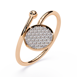 แหวนเพชรทรงกลมแบบ Pave Diamond Disc Bypass Ring ทองคำแท้ 14k เพชรเพาะเลี้ยงในห้องปฏิบัติการ ดีไซน์วงกลมแบบห่อหุ้ม แหวนวงเปิดทันสมัย - Product Image 5