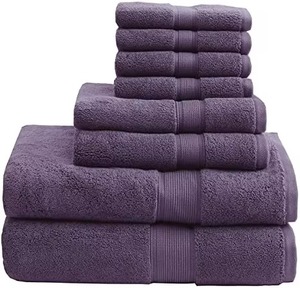 Toalla de Baño de Algodón Personalizada al por Mayor, Suave, Lisa, de Alto Gramaje, Secado Rápido, Altamente Absorbente, Colección Spa Hotel, Color Morado Sólido - Product Image 1